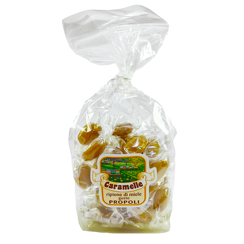 Caramelle-alla-propoli-200g-borvei-apicoltura caramelle-ripiene-di-miele-gusto-Propoli