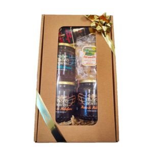confezione-regalo-avana-miele-acacia-castagno-caramelle-millefiori scatola-regalo-miele-caramelle-millefiori-castagno-borvei-apicoltura