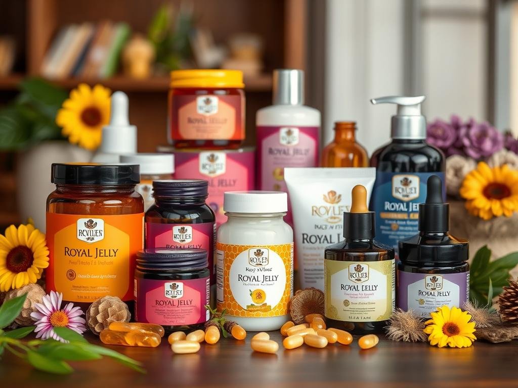 Image of various royal jelly products