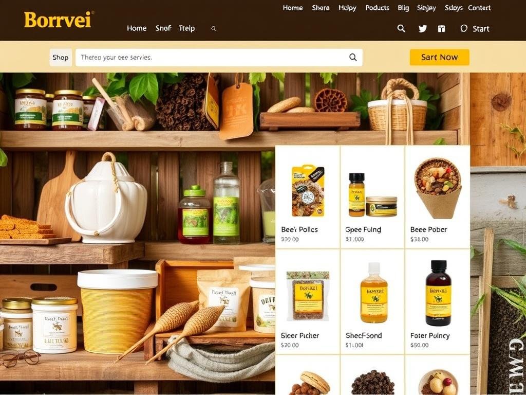 Immagine dello shop online Borvei con una varietà di prodotti dell'alveare