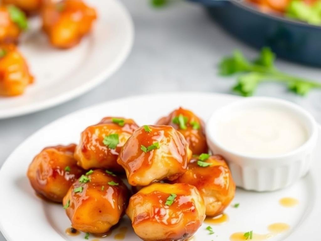 Immagine di bocconcini di pollo al miele e spezie pronti per essere serviti