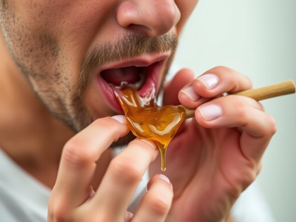 Immagine di una persona che assume pappa reale