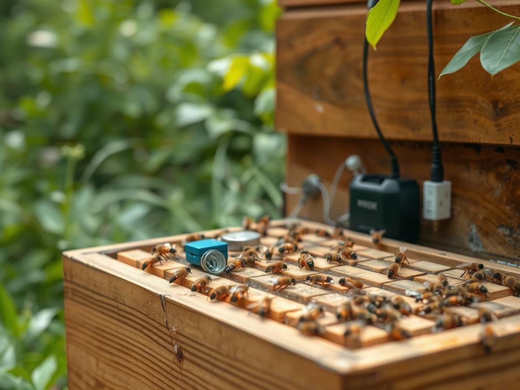 Genera un'immagine di un alveare con sensori IoT