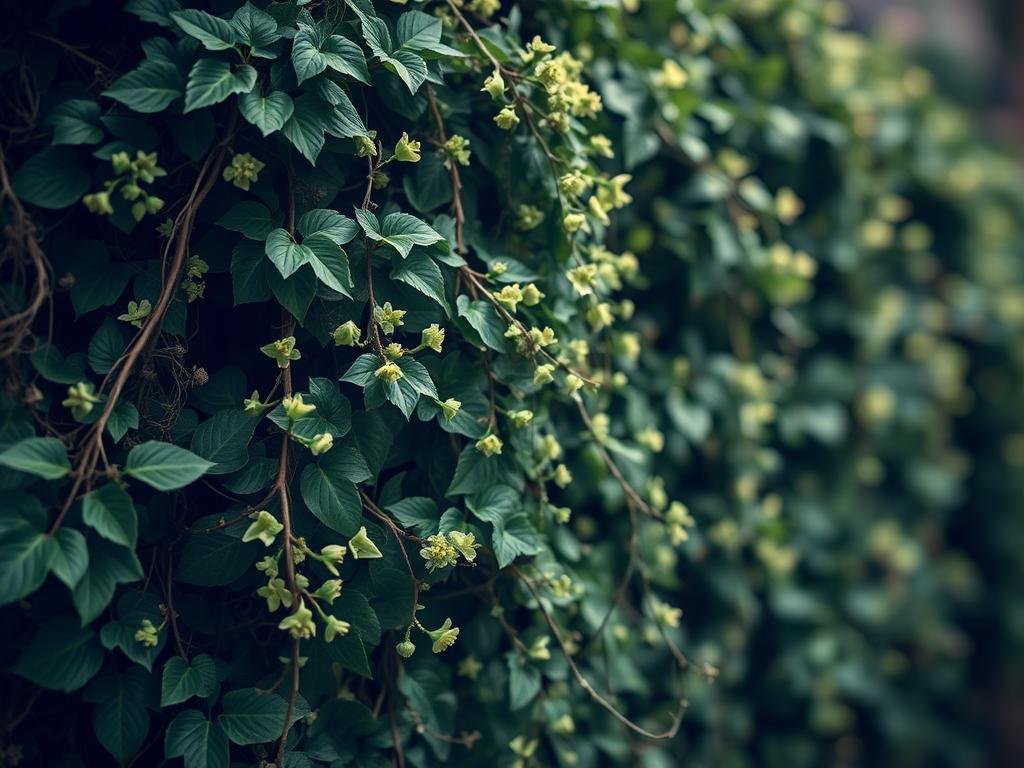 Immagina un'Edera con fiori verdastri