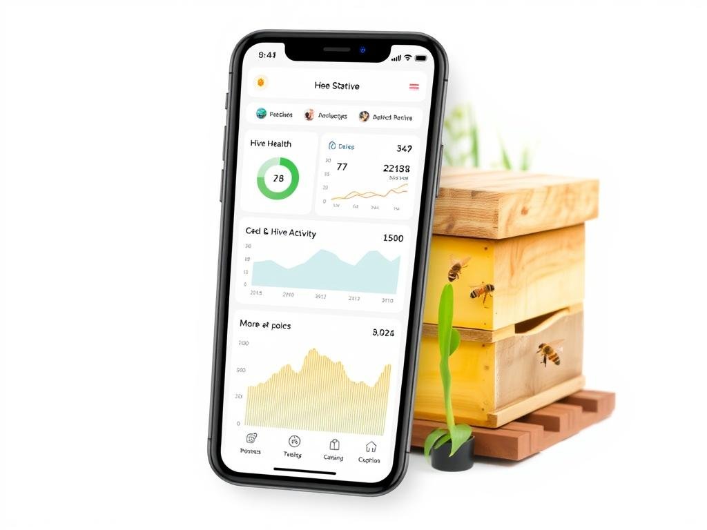 Immagine di un'applicazione mobile che mostra i dati di monitoraggio di un apiario
