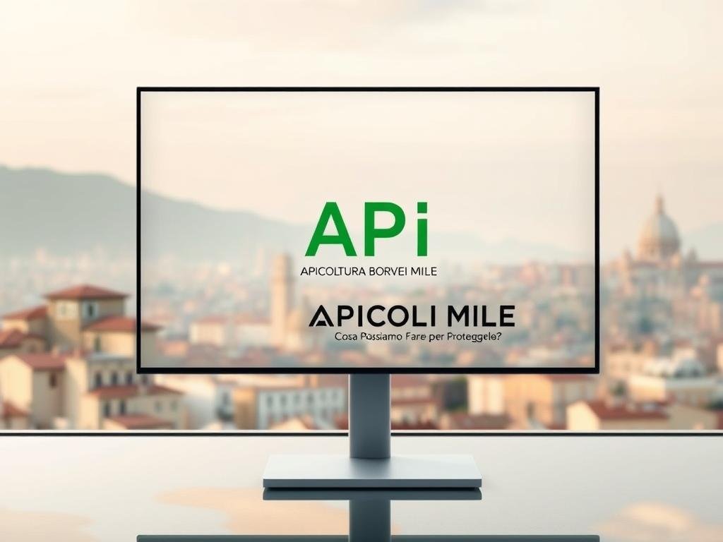 A pristine, photorealistic image of a minimalist, modern API interface with sleek, intuitive design. The interface is displayed on a crisp, high-resolution screen with a subtle reflection. The background is a serene, pastel-toned Italian cityscape, evoking a sense of tranquility and harmony. The lighting is soft and diffused, creating a warm, inviting atmosphere. Prominently featured is the APICOLTURA BORVEI MIELE logo, subtly integrated into the design. The overall composition emphasizes the intersection of technology and the natural world, capturing the essence of the section title "Il Problema della Scomparsa delle Api: Cosa Possiamo Fare per Proteggerle?".