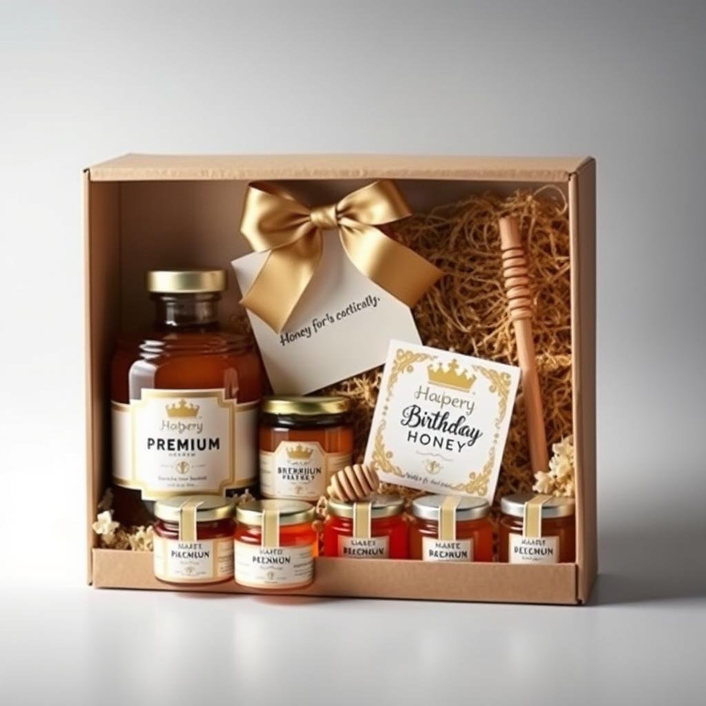 Elegante confezione regalo con miele per compleanni e anniversari