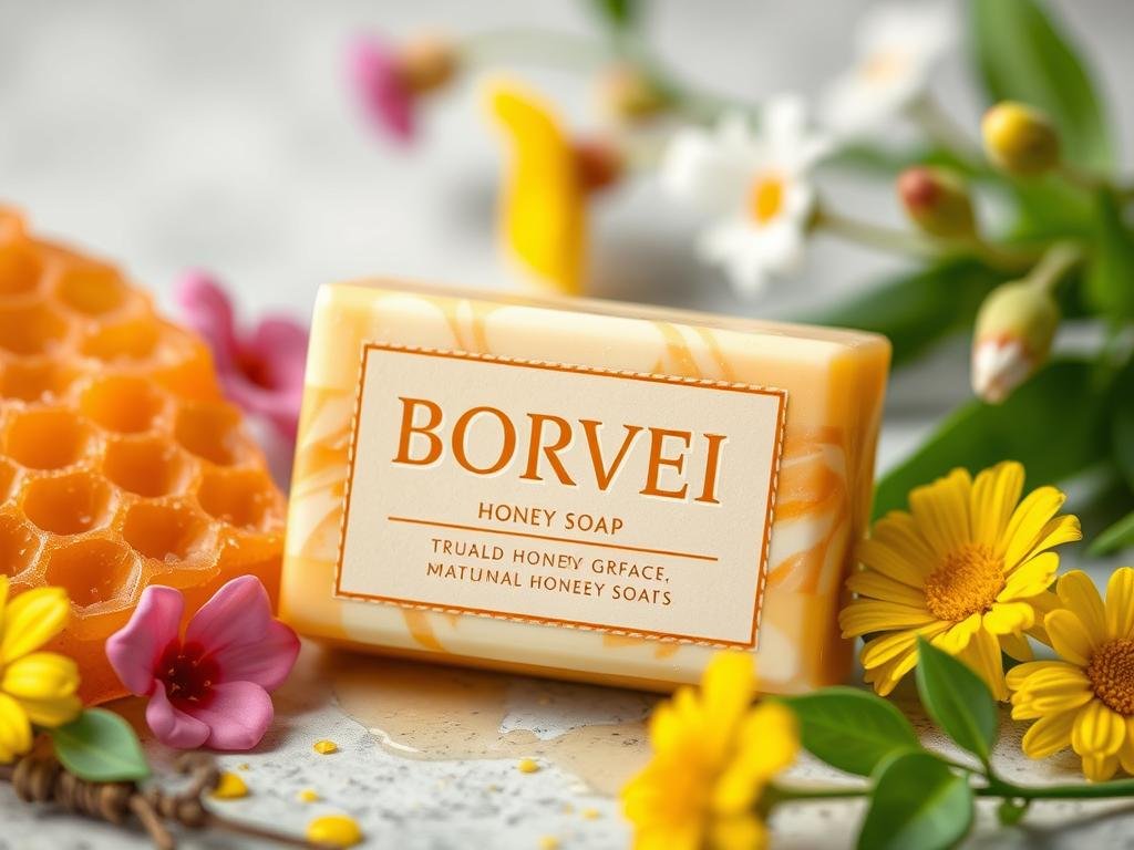 Genera un'immagine del sapone naturale al miele Borvei