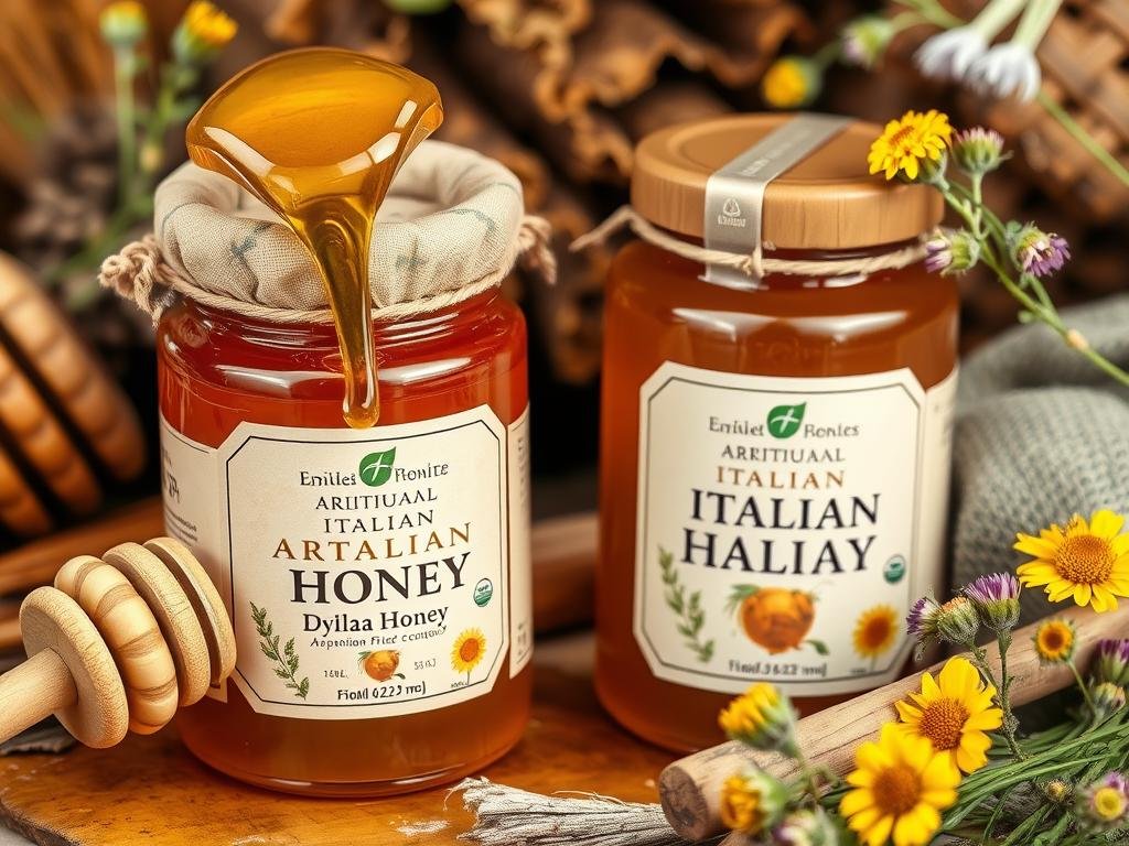 Genera un'immagine di miele artigianale italiano