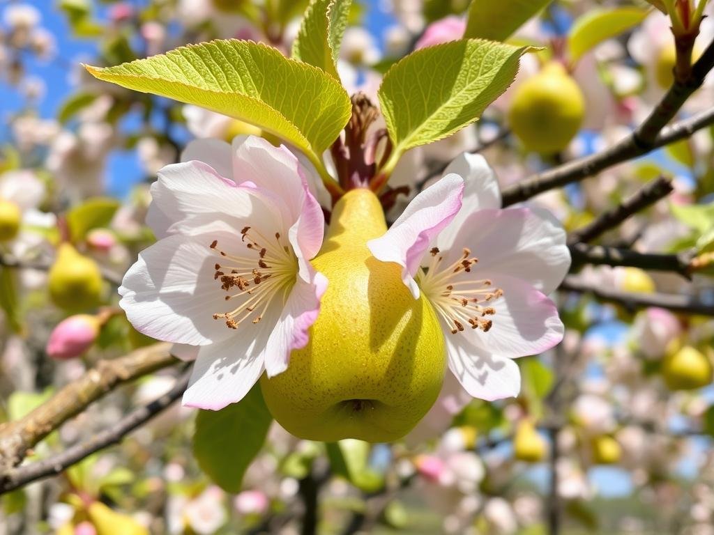 Immagina una "Pera Giugnolina" in fiore